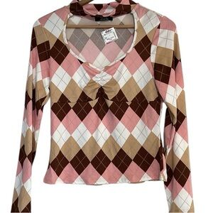 Jolie & Joy Long Sleeve Crop Top Size Large NEW